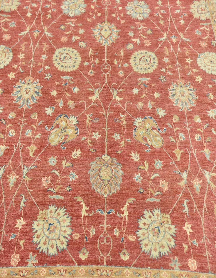Detail image of 8' 10 x 12' Hand Knotted Peshawar Ziegler Rug