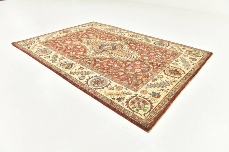 Detail image of 5' 7 x 8' Hand Knotted Peshawar Ziegler Rug