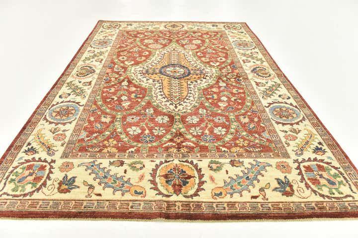 5' 7 x 8' Hand Knotted Peshawar Ziegler Rug
