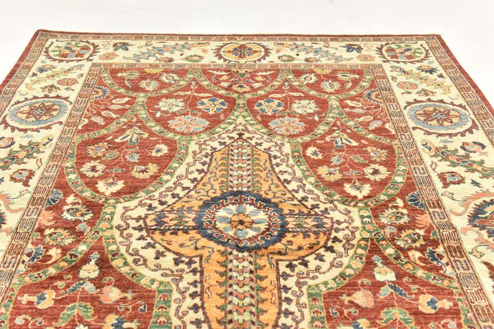 5' 7 x 8' Hand Knotted Peshawar Ziegler Rug
