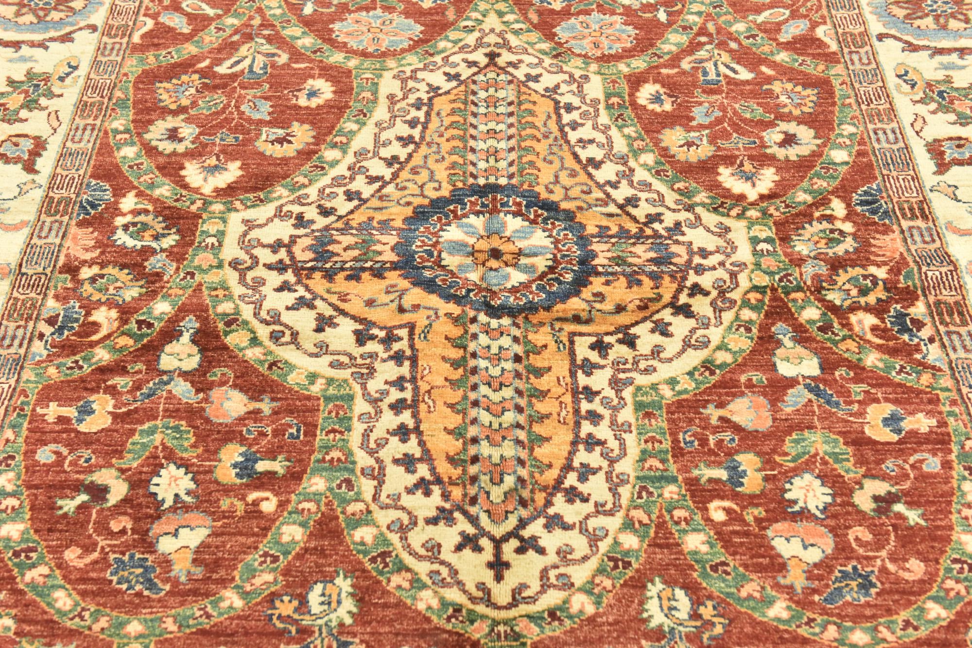 5' 7 x 8' Hand Knotted Peshawar Ziegler Rug