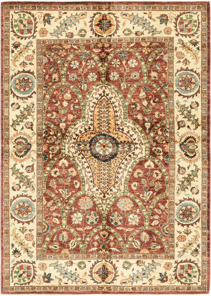 5' 7 x 8' Hand Knotted Peshawar Ziegler Rug