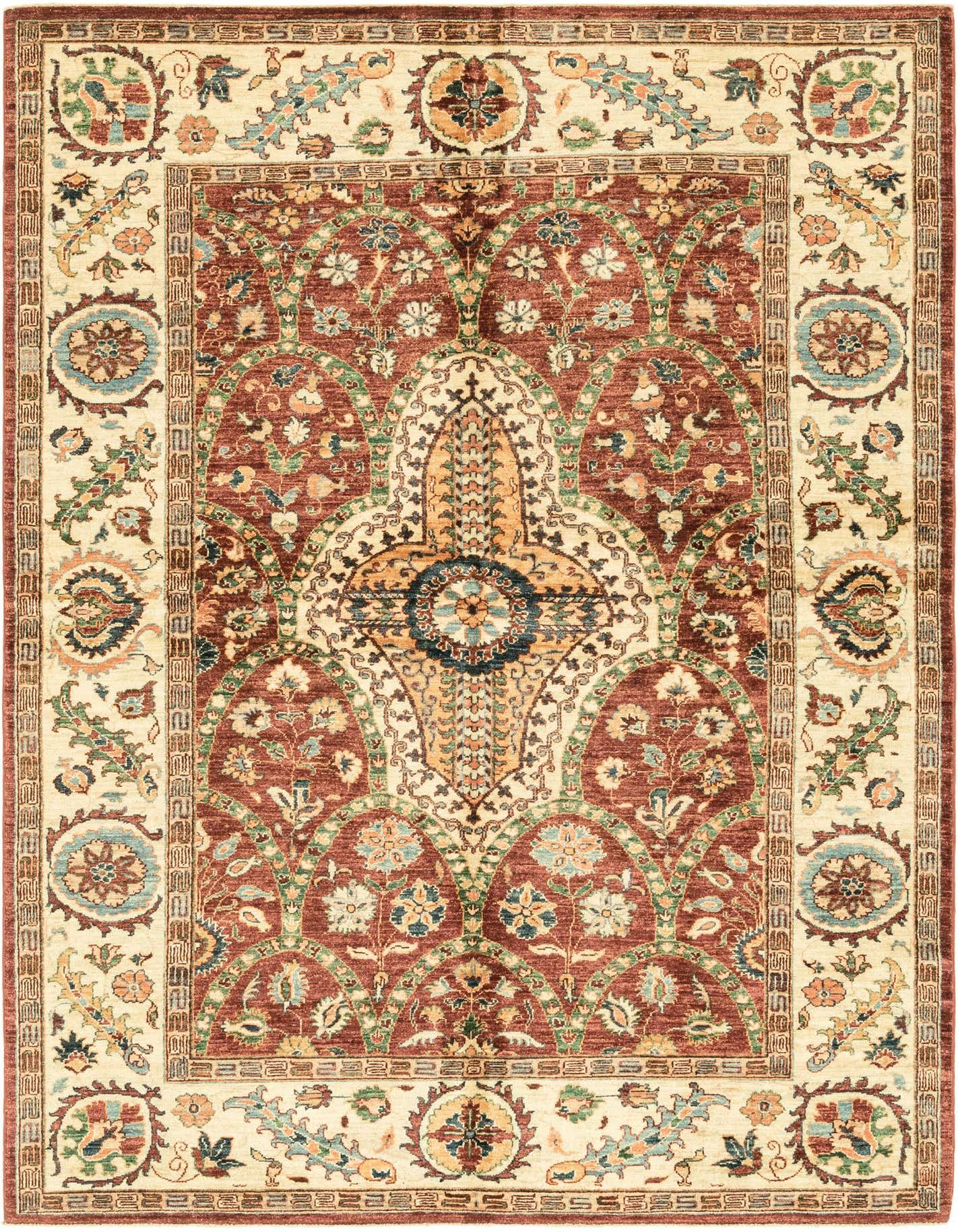 5' 7 x 8' Hand Knotted Peshawar Ziegler Rug
