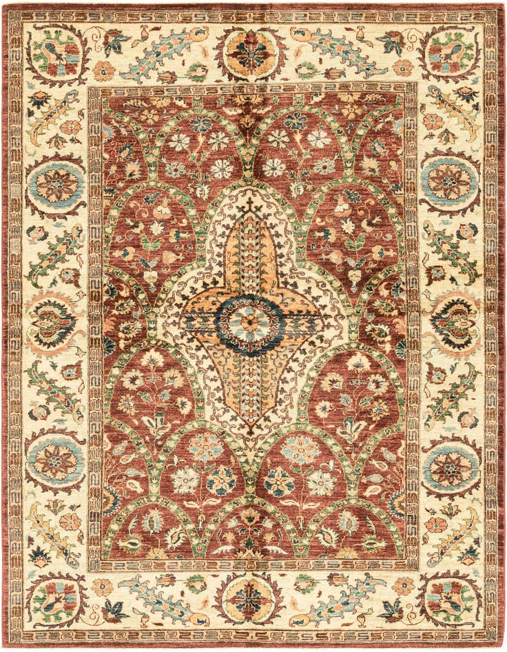 Detail image of 5' 7 x 8' Hand Knotted Peshawar Ziegler Rug
