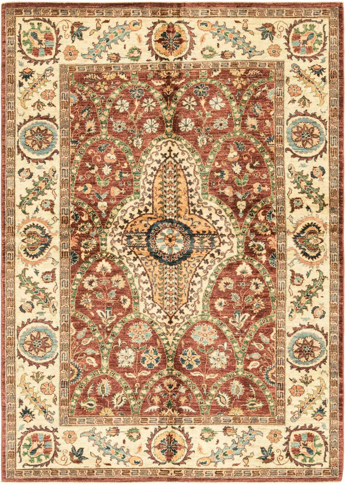 Detail image of 5' 7 x 8' Hand Knotted Peshawar Ziegler Rug