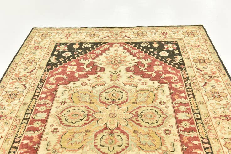 Detail image of 5' 8 x 9' 2 Hand Knotted Peshawar Ziegler Rug