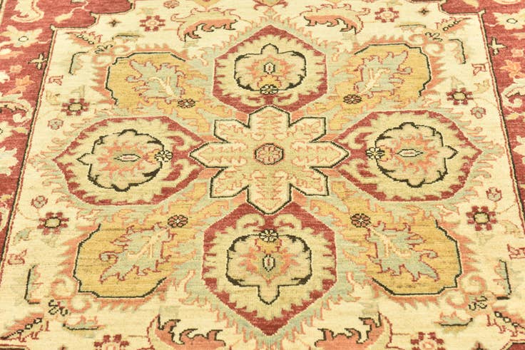 Detail image of 5' 8 x 9' 2 Hand Knotted Peshawar Ziegler Rug