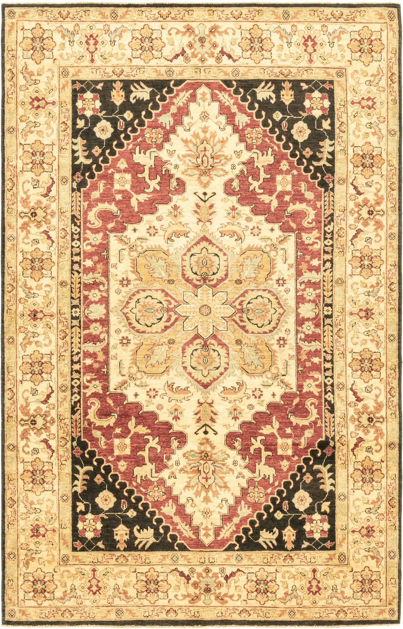5' 8 x 9' 2 Hand Knotted Peshawar Ziegler Rug