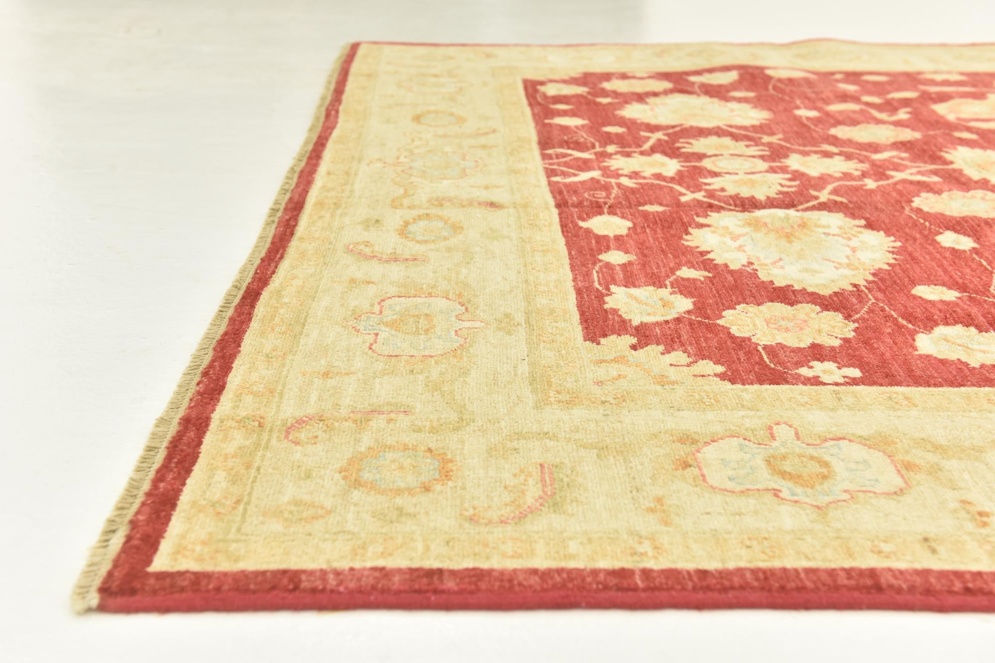 6' 7 x 9' 7 Hand Knotted Peshawar Ziegler Rug