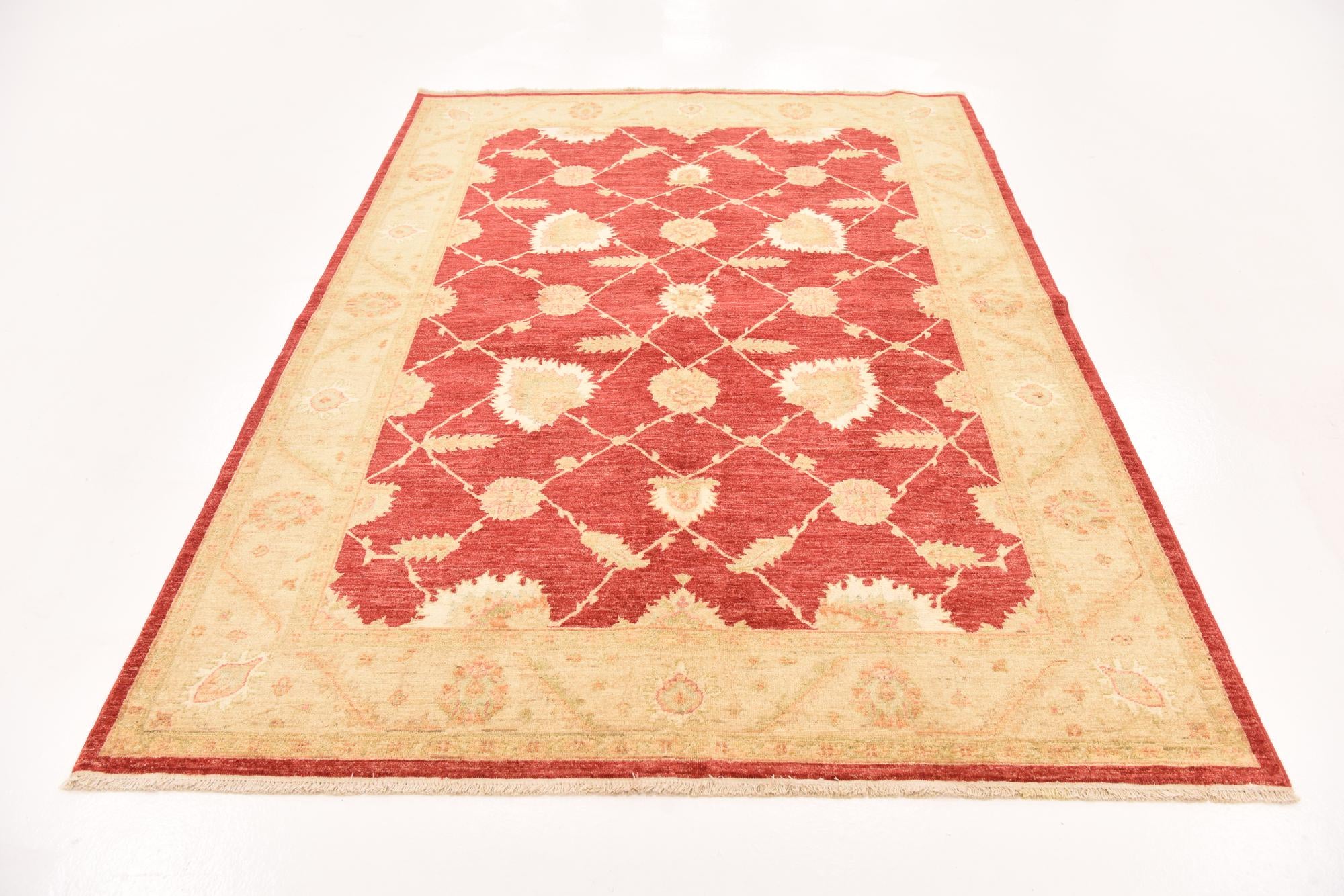 5' 8 x 7' 10 Hand Knotted Peshawar Ziegler Rug