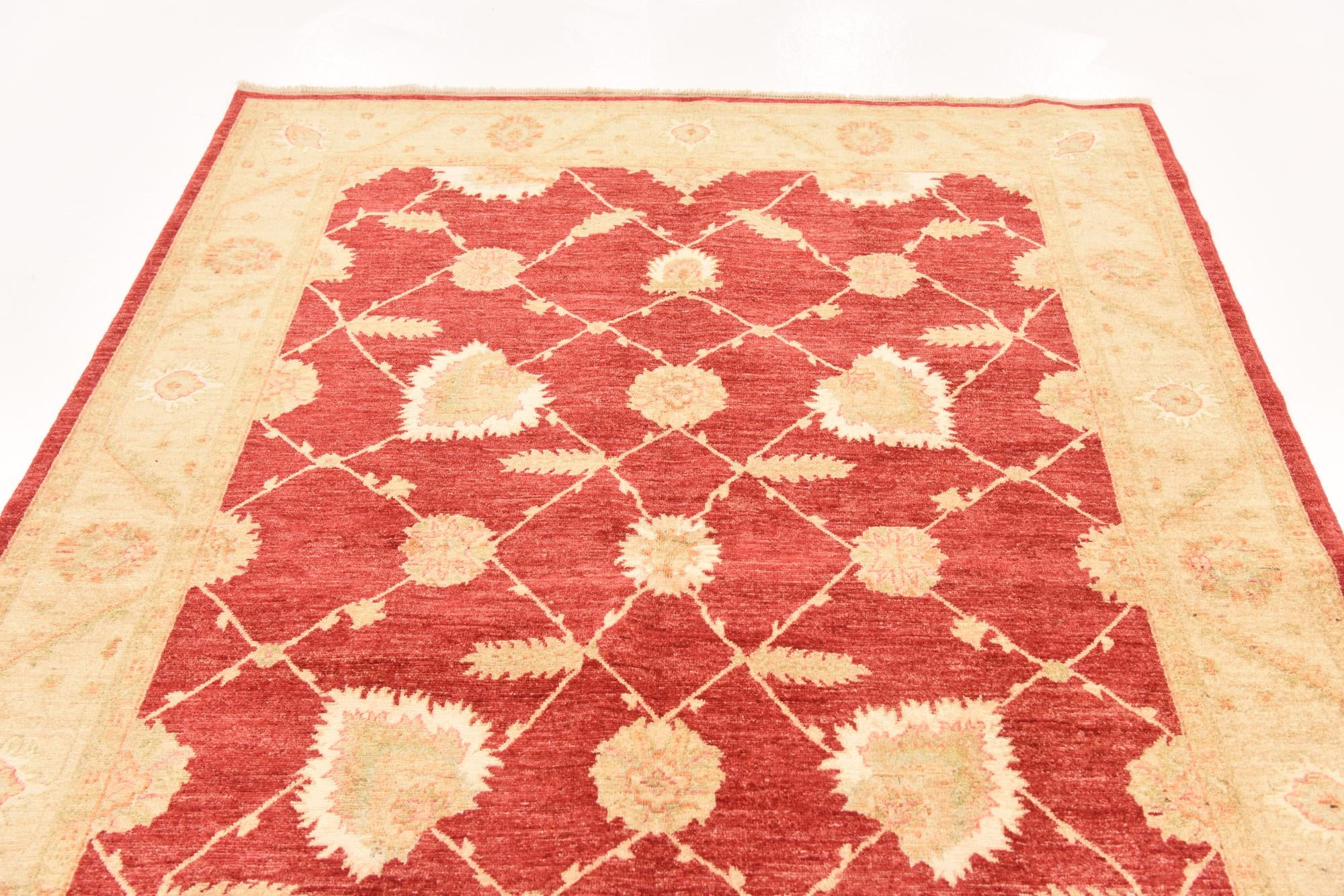 5' 8 x 7' 10 Hand Knotted Peshawar Ziegler Rug
