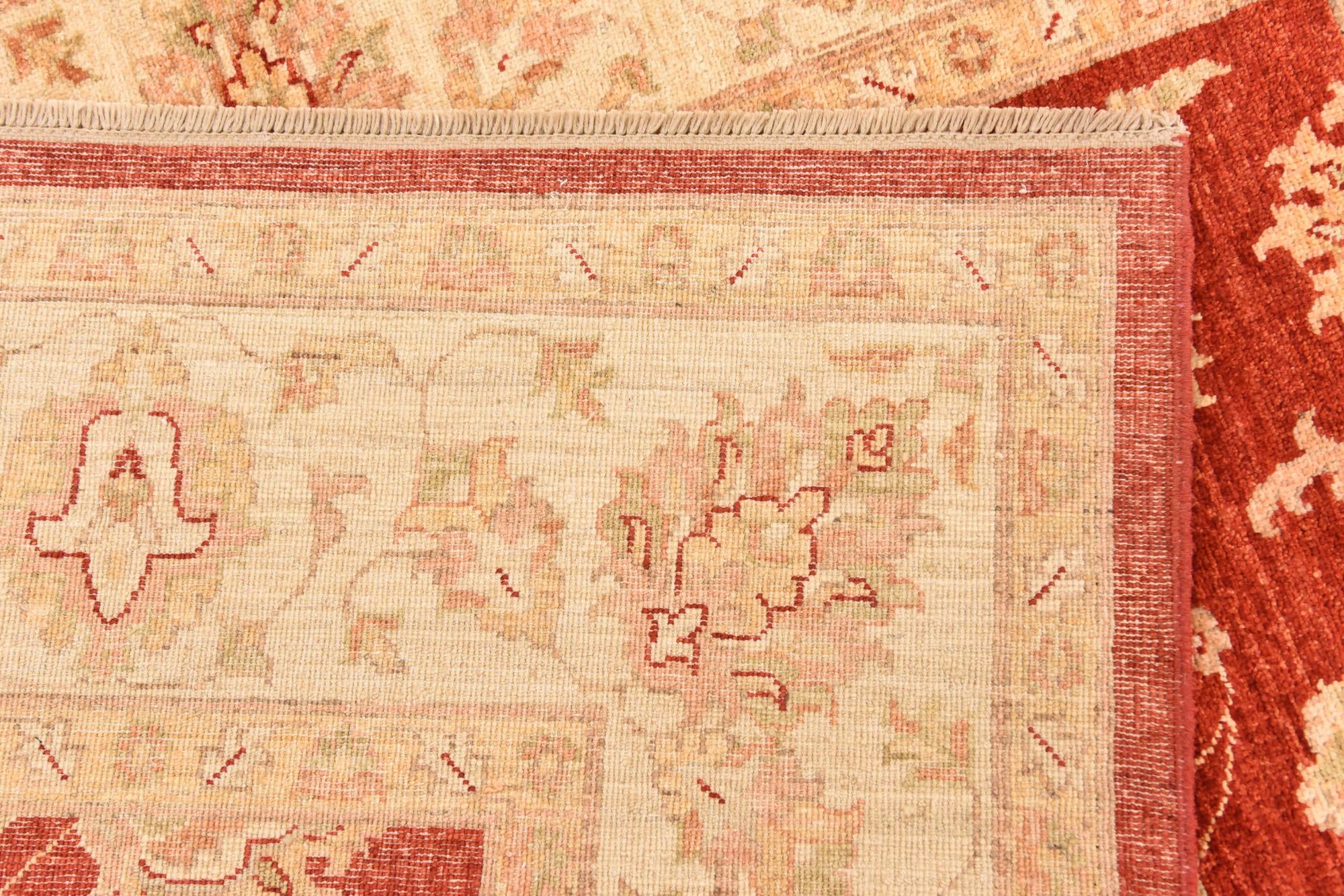 5' 7 x 8' Hand Knotted Peshawar Ziegler Rug