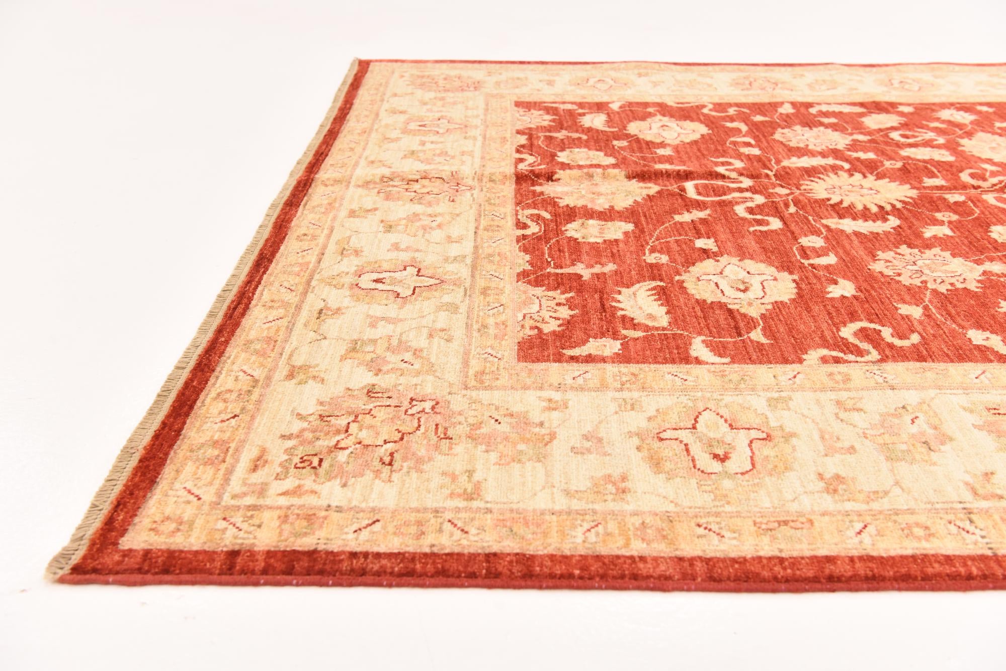 5' 7 x 8' Hand Knotted Peshawar Ziegler Rug