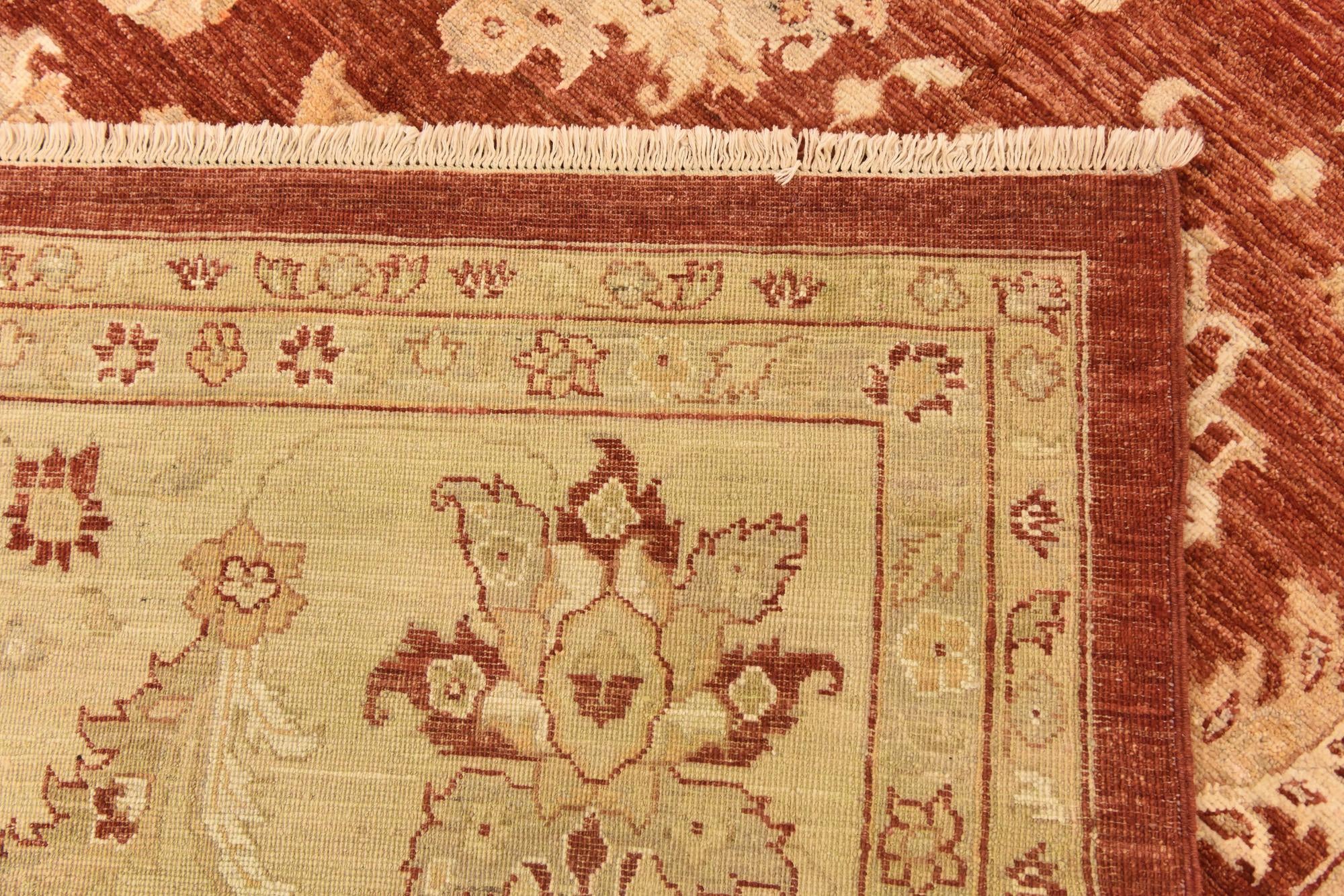 8' 11 x 12' 3 Hand Knotted Peshawar Ziegler Rug
