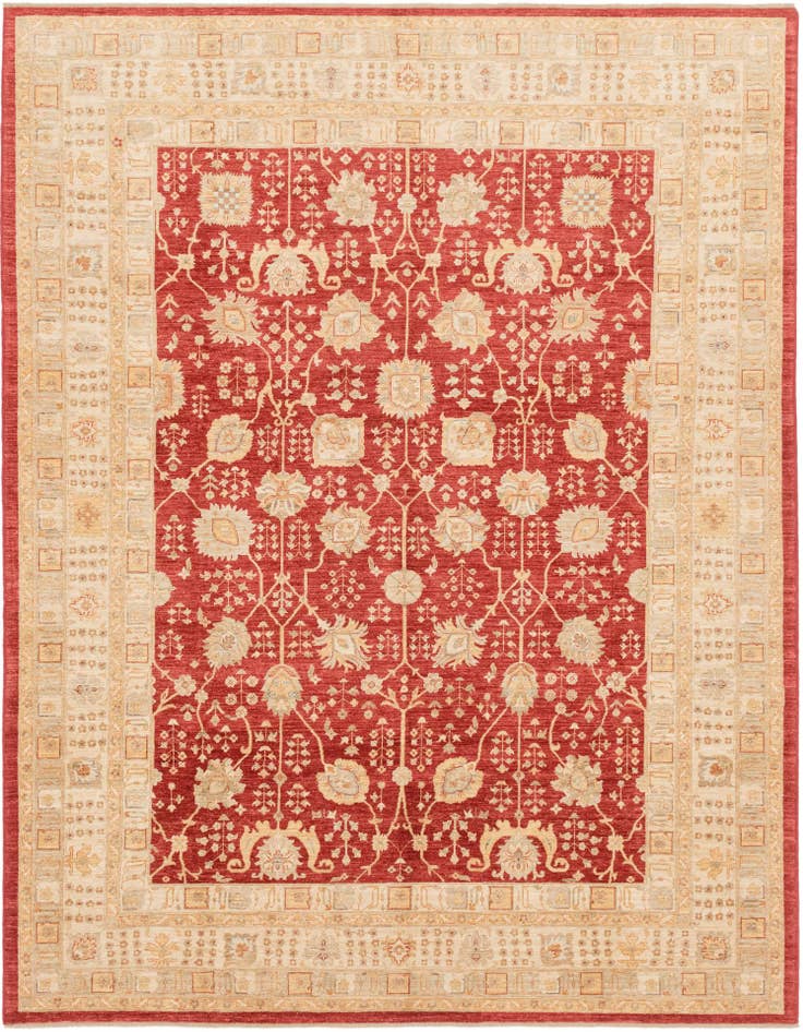 Detail image of 10' x 13' Hand Knotted Peshawar Ziegler Rug