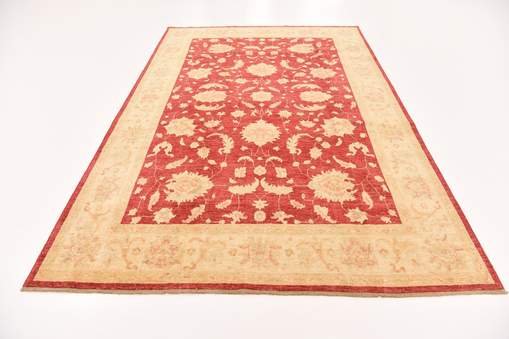 6' 7 x 10' Hand Knotted Peshawar Ziegler Rug