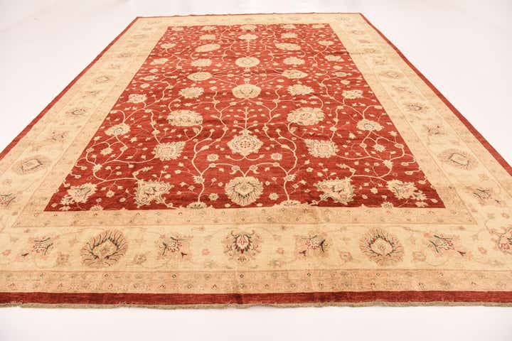 11' 5 x 16' Hand Knotted Peshawar Ziegler Rug