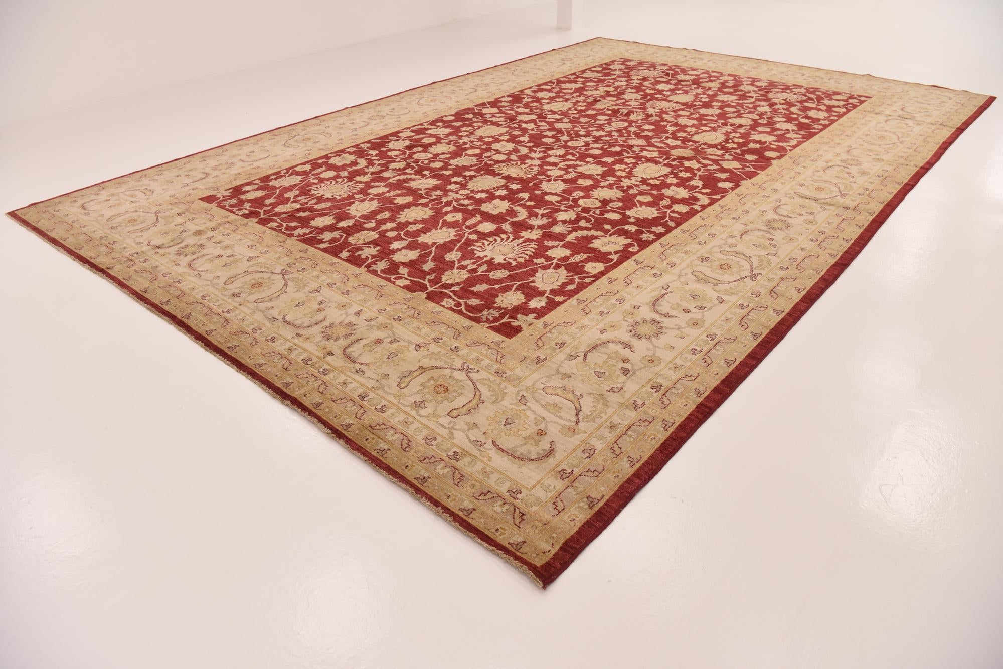 12' x 18' 6 Hand Knotted Peshawar Ziegler Rug