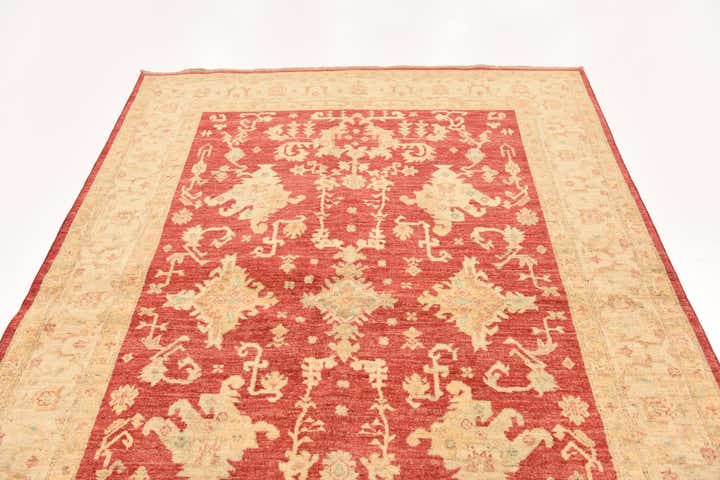 5' 8 x 8' Hand Knotted Peshawar Ziegler Rug