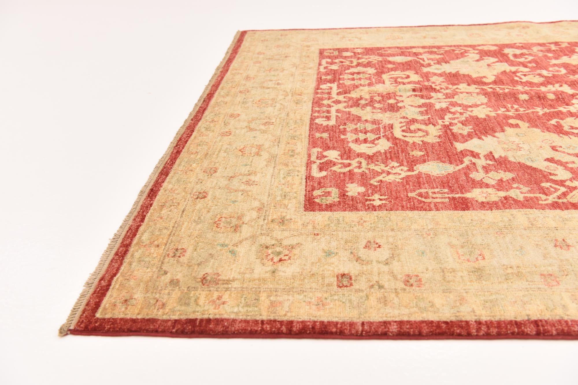 5' 8 x 8' Hand Knotted Peshawar Ziegler Rug