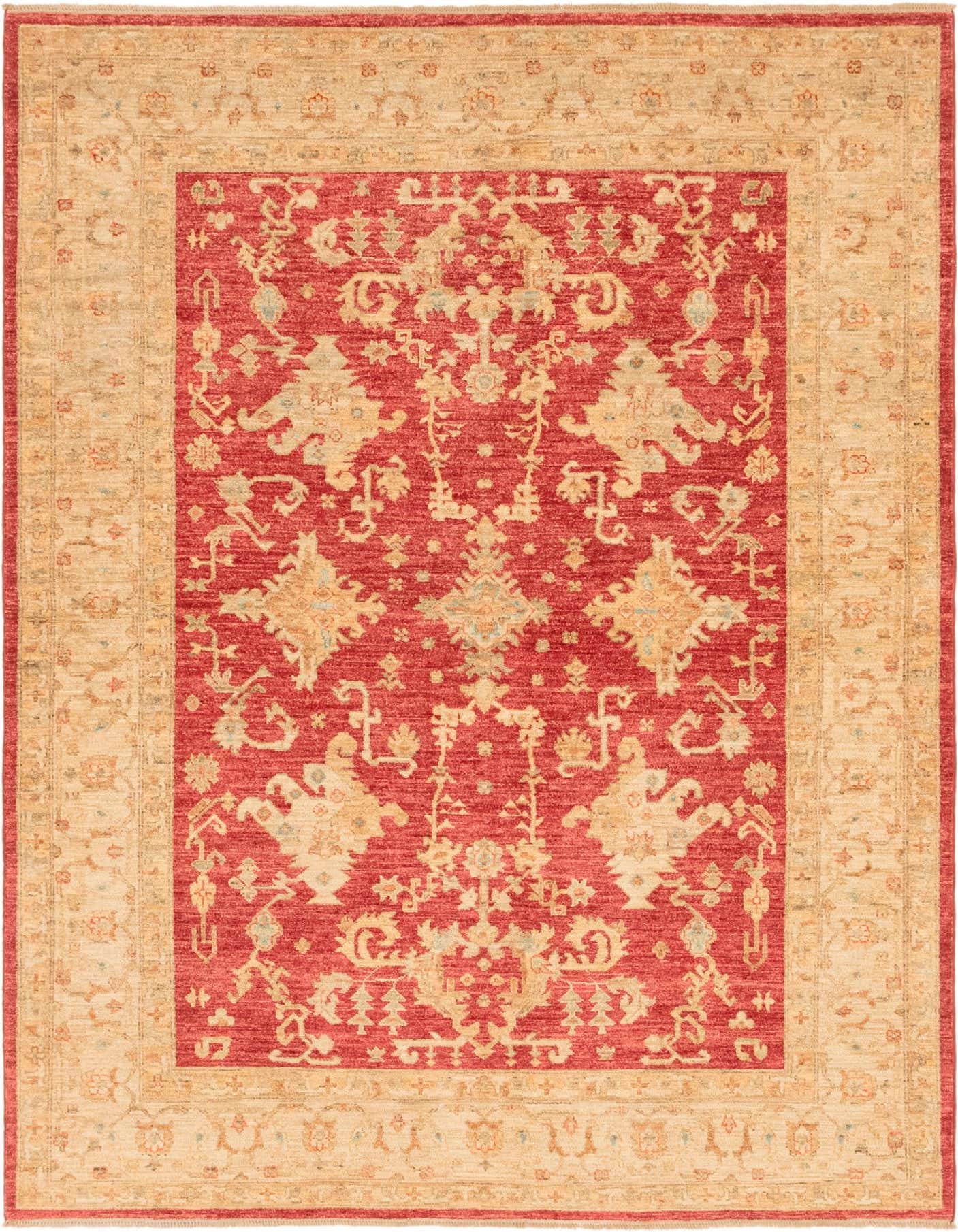 5' 8 x 8' Hand Knotted Peshawar Ziegler Rug