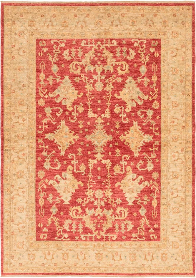 Detail image of 5' 8 x 8' Hand Knotted Peshawar Ziegler Rug
