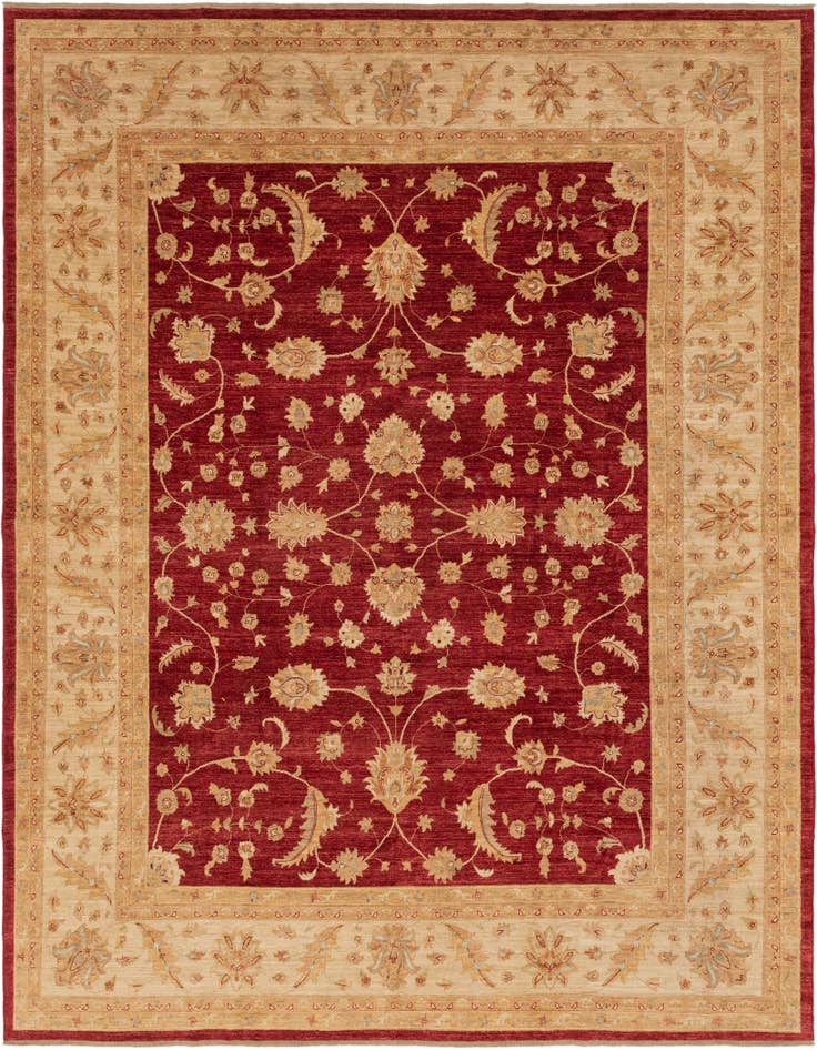 Detail image of 10' 3 x 12' 8 Hand Knotted Peshawar Ziegler Rug