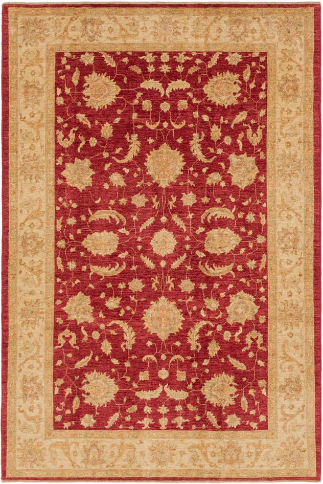 Detail image of 6' 6 x 9' 9 Hand Knotted Peshawar Ziegler Rug