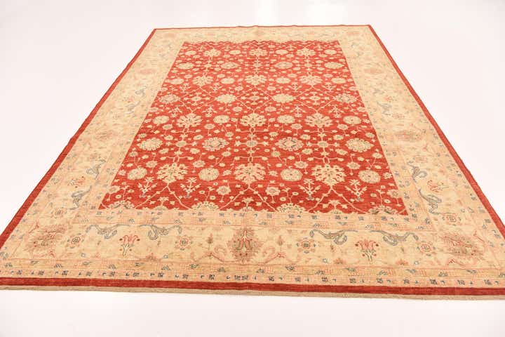 8' 1 x 11' Hand Knotted Peshawar Ziegler Rug