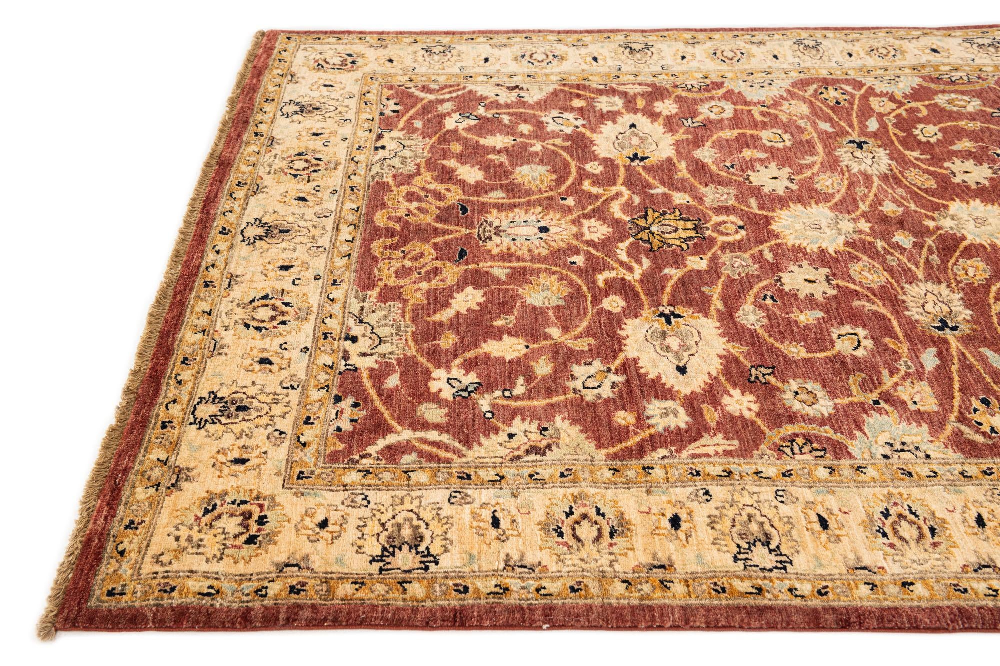 5' 2 x 7' 9 Hand Knotted Peshawar Ziegler Rug