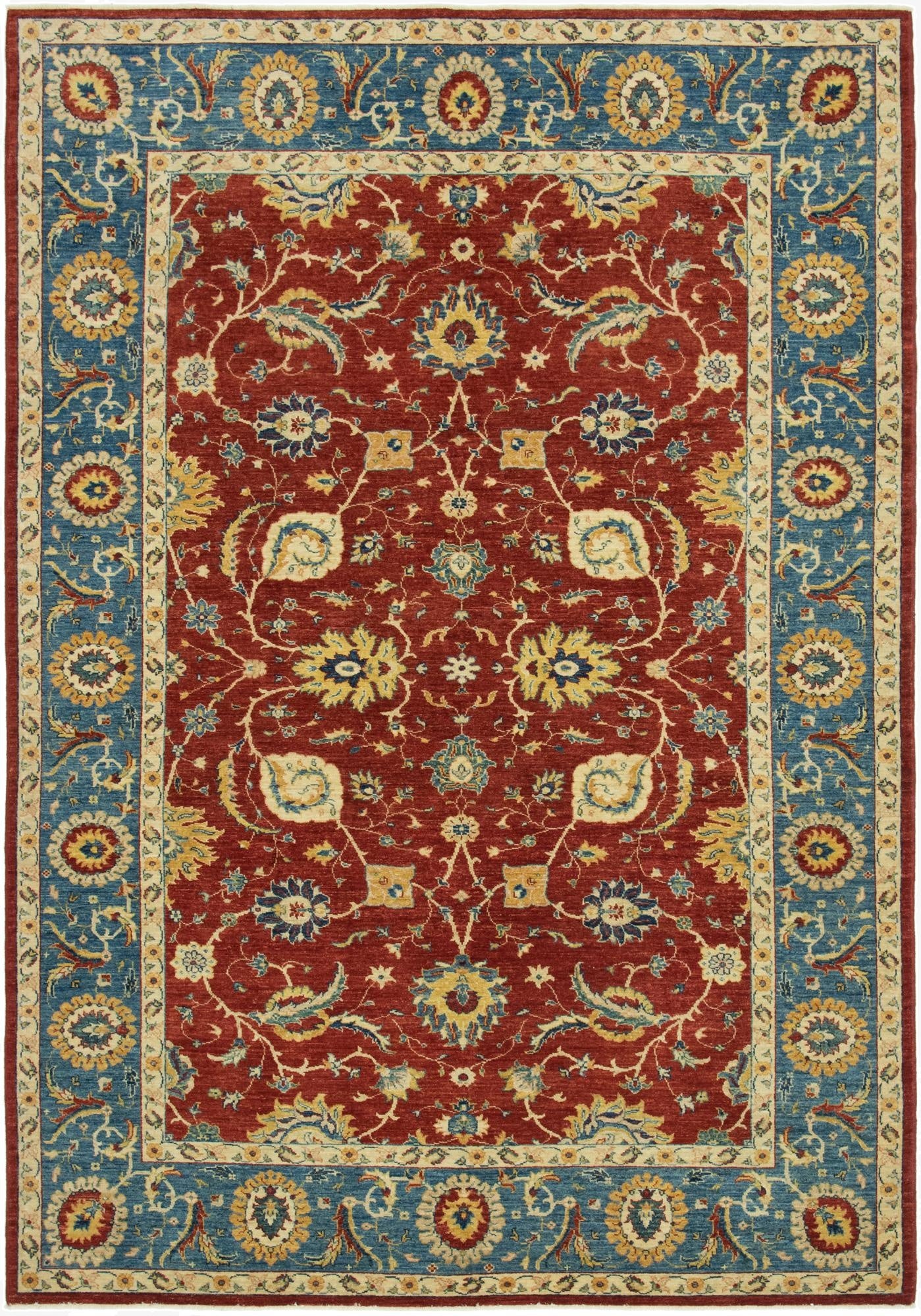 6' 9 x 9' 9  Hand Knotted Peshawar Ziegler Rug