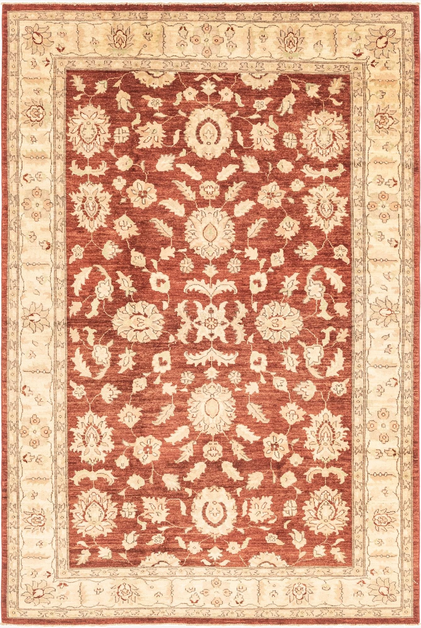 5' 11 x 8' 11  Hand Knotted Peshawar Ziegler Wool Rug