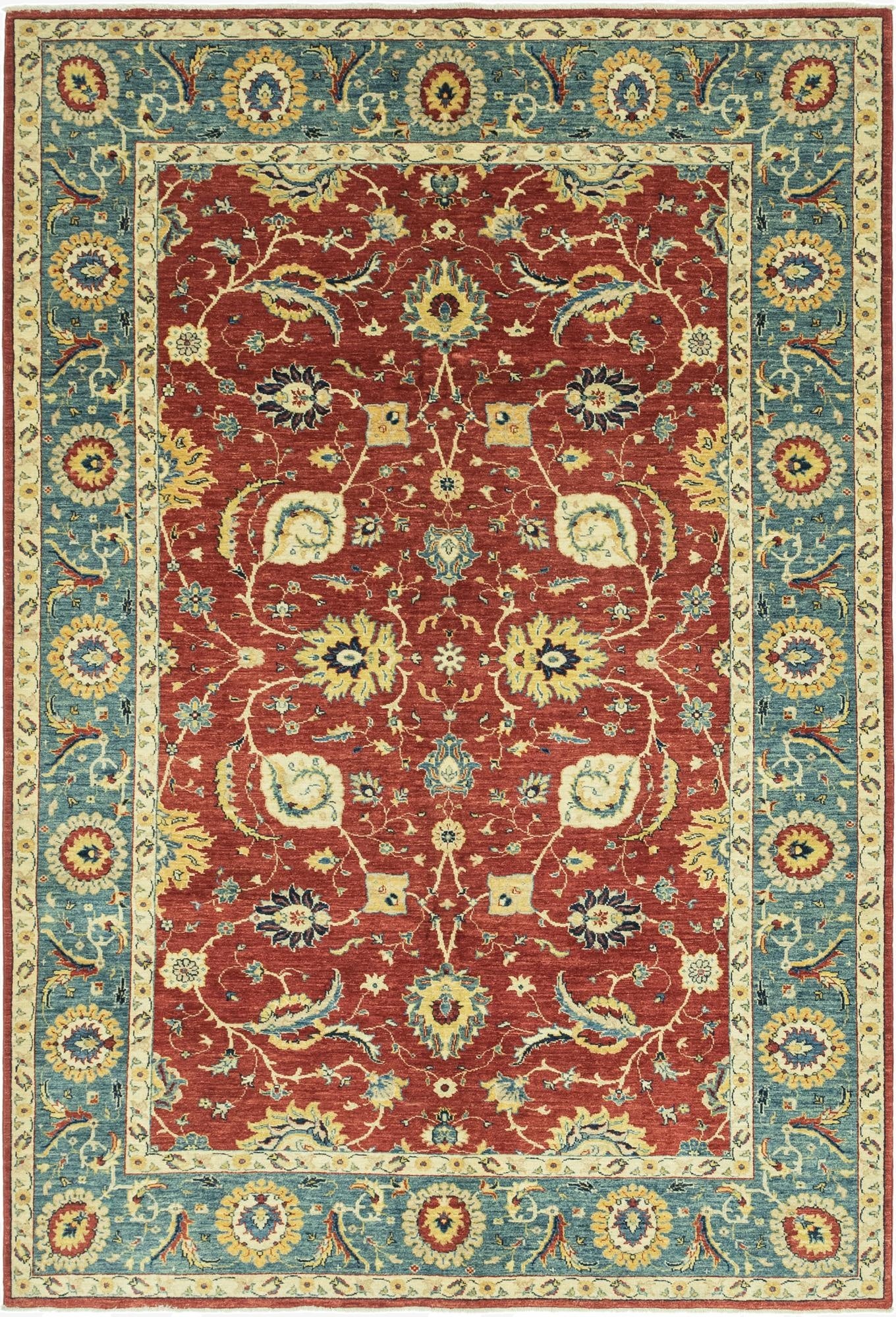 6' 7 x 9' 10  Hand Knotted Peshawar Ziegler Rug