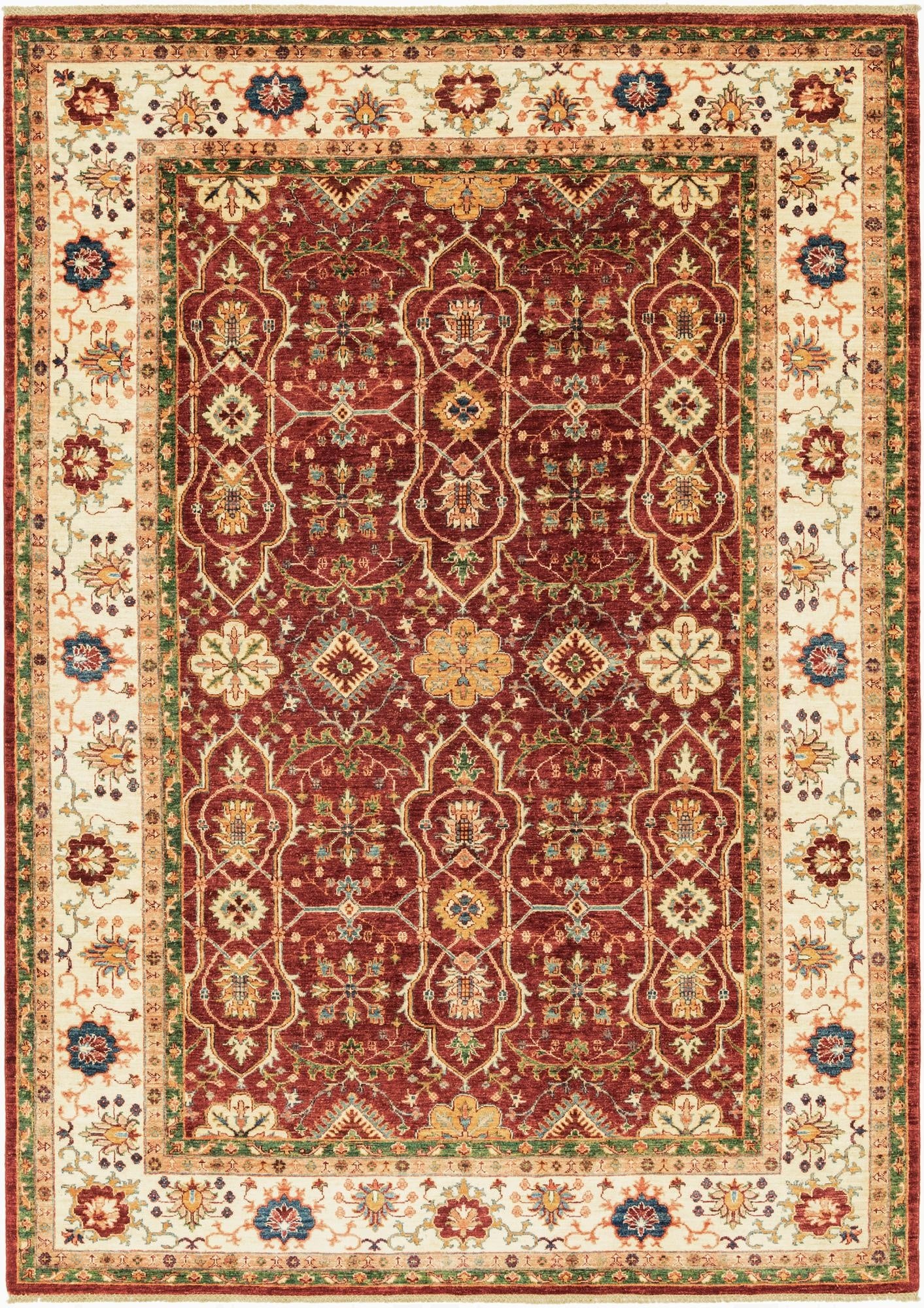 7' x 9' 9  Hand Knotted Peshawar Ziegler Rug