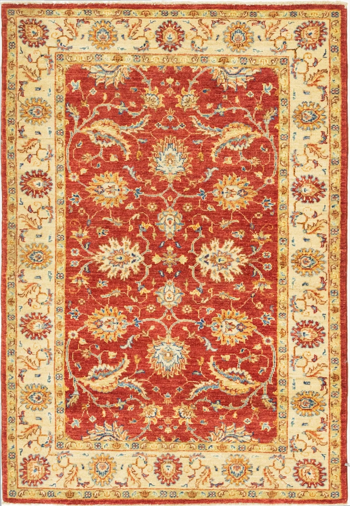3' 4 x 4' 10  Hand Knotted Peshawar Ziegler Rug