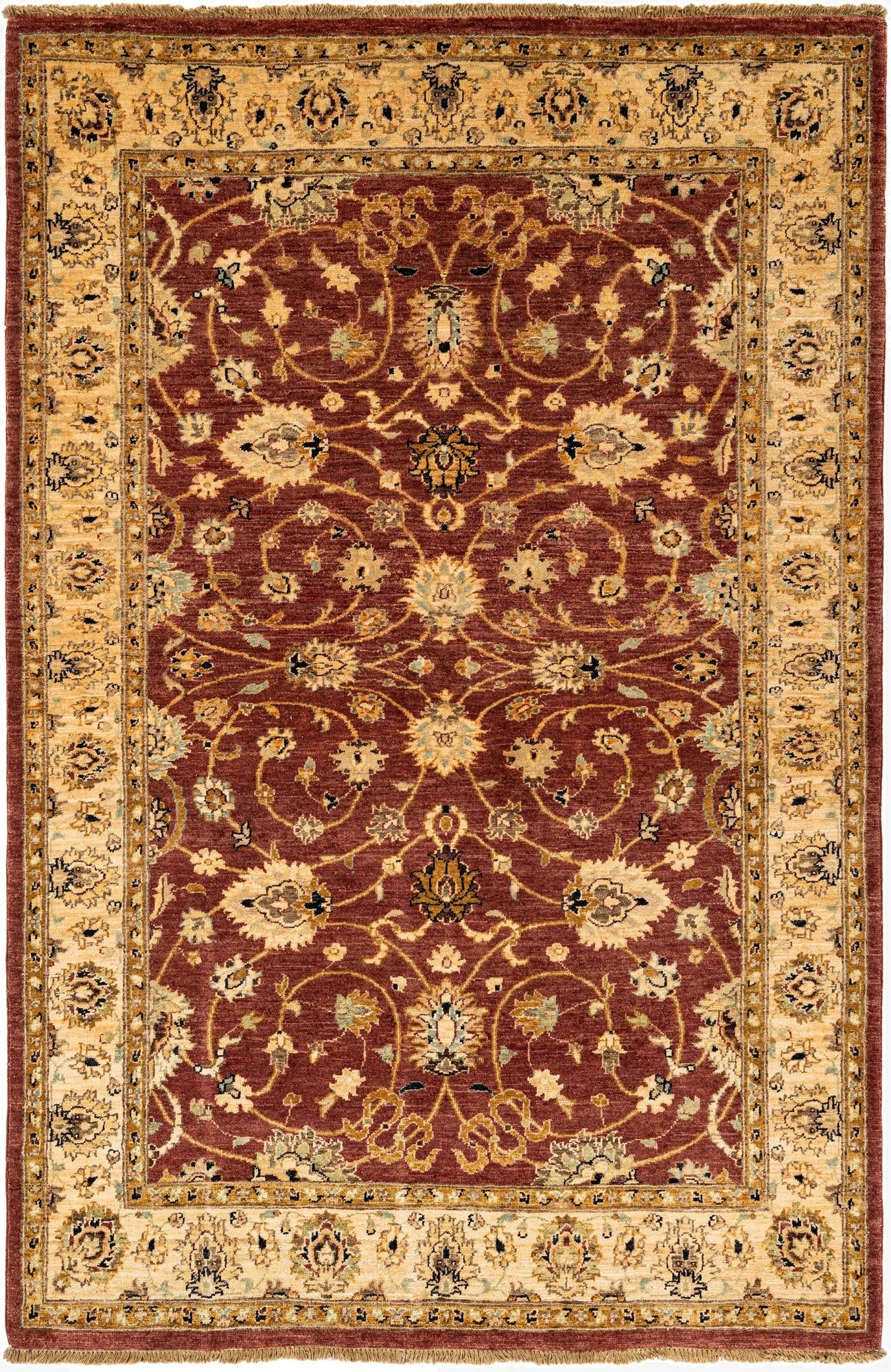 5' 2 x 7' 9  Hand Knotted Peshawar Ziegler Rug
