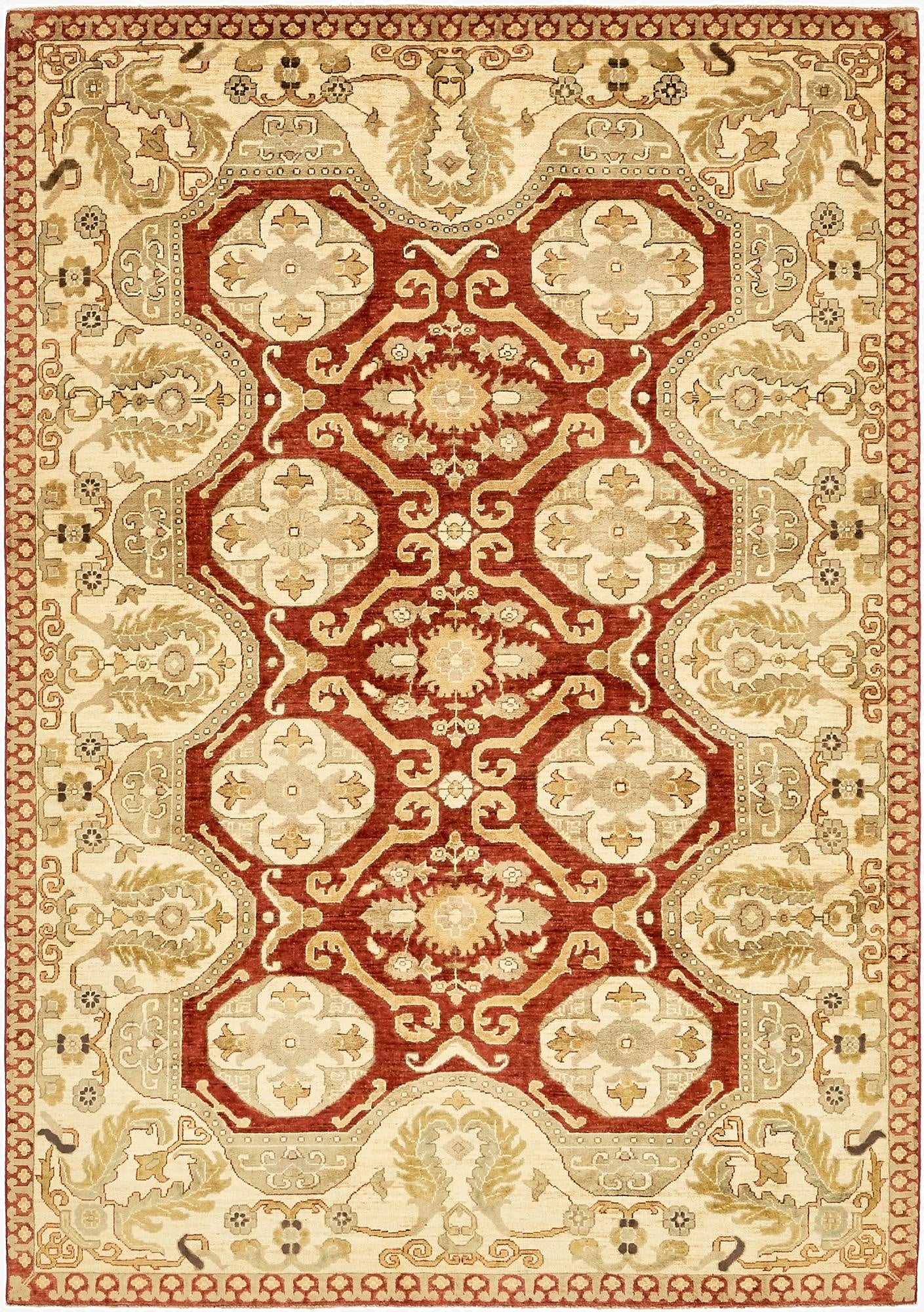 6' 8 x 9' 8  Hand Knotted Peshawar Ziegler Rug