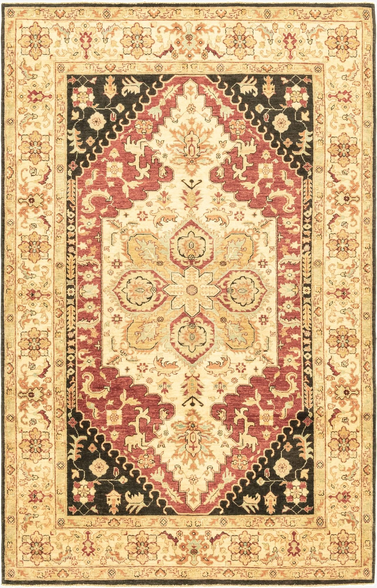 5' 8 x 9' 2  Hand Knotted Peshawar Ziegler Rug