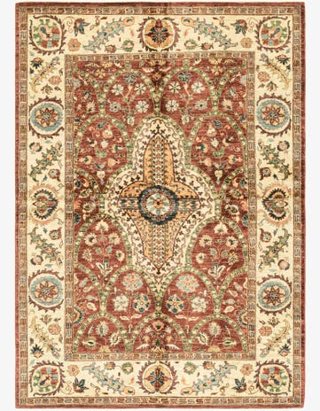 5' 7 x 8' Hand Knotted Peshawar Ziegler Rug