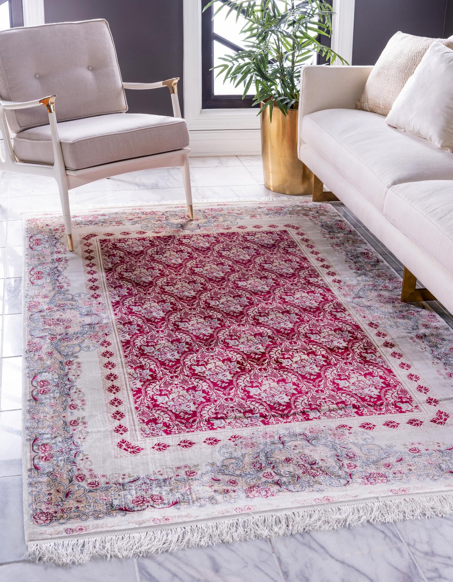 Red Qom Bamboo Silk Rug