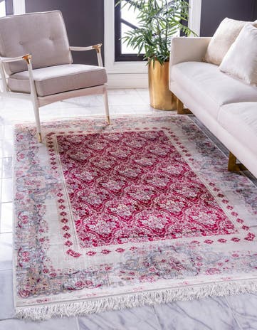 Red Qom Bamboo Silk Rug