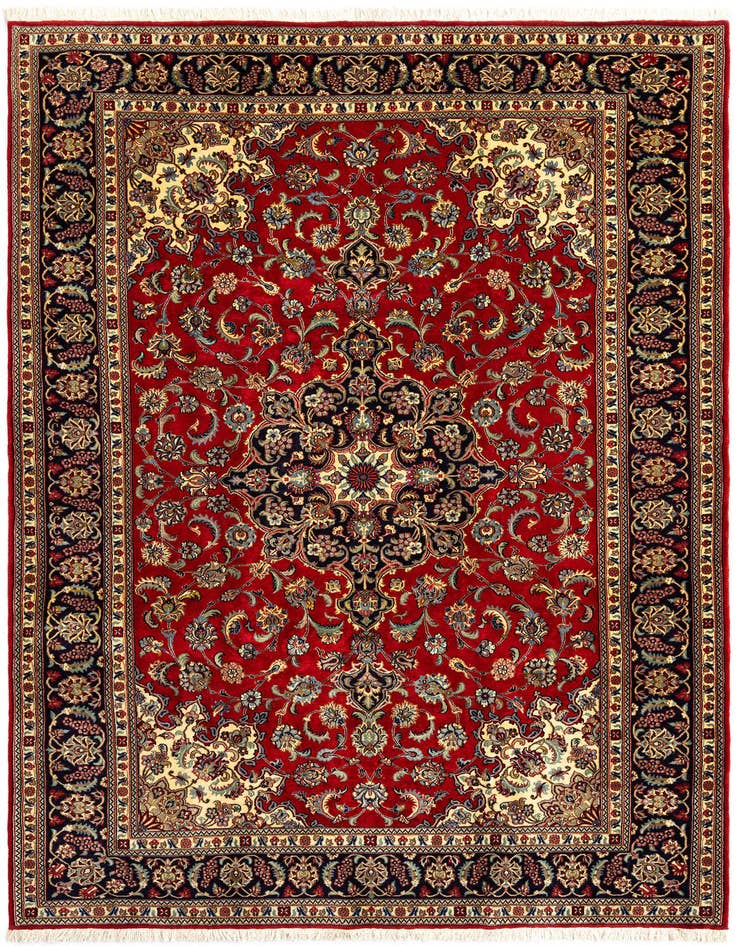 Detail image of 6' 9 x 9' 9 Hand Knotted Qom Persian Rug