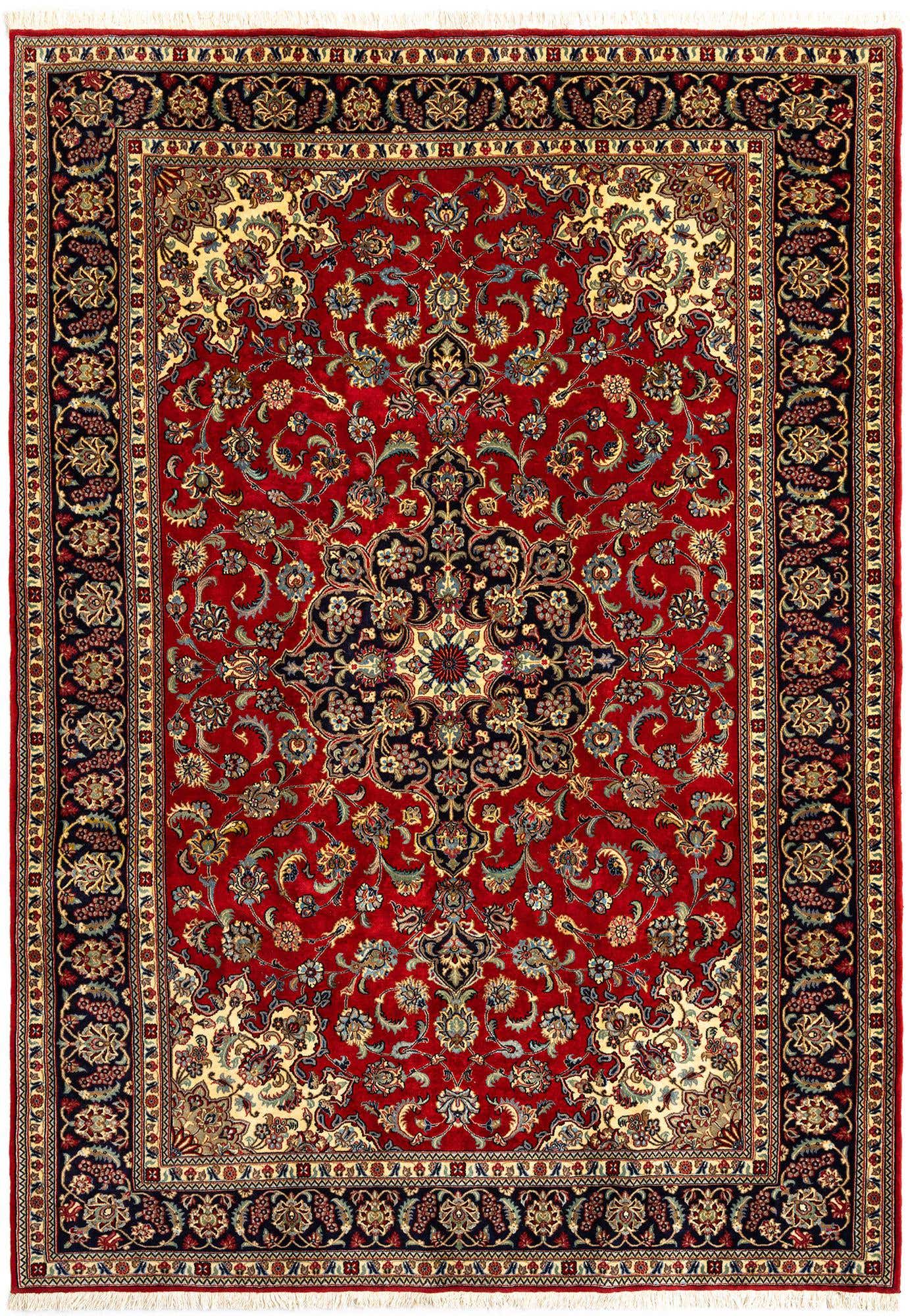 6' 9 x 9' 9 Hand Knotted Qom Persian Rug
