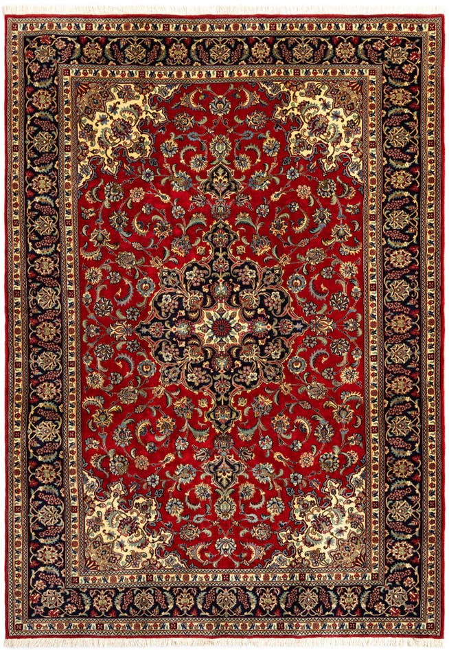 Detail image of 6' 9 x 9' 9 Hand Knotted Qom Persian Rug