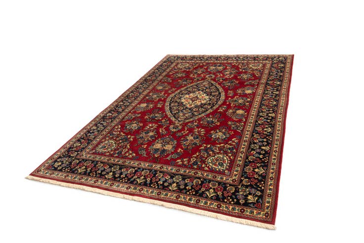 Detail image of 6' 8 x 9' 11 Hand Knotted Qom Persian Rug