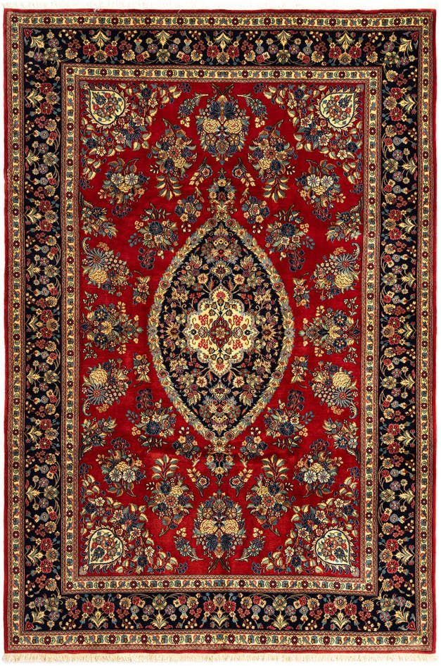 Detail image of 6' 8 x 9' 11 Hand Knotted Qom Persian Rug