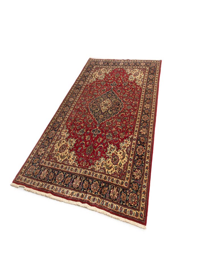 Detail image of 6' 8 x 10'  Hand Knotted Qom Persian Rug