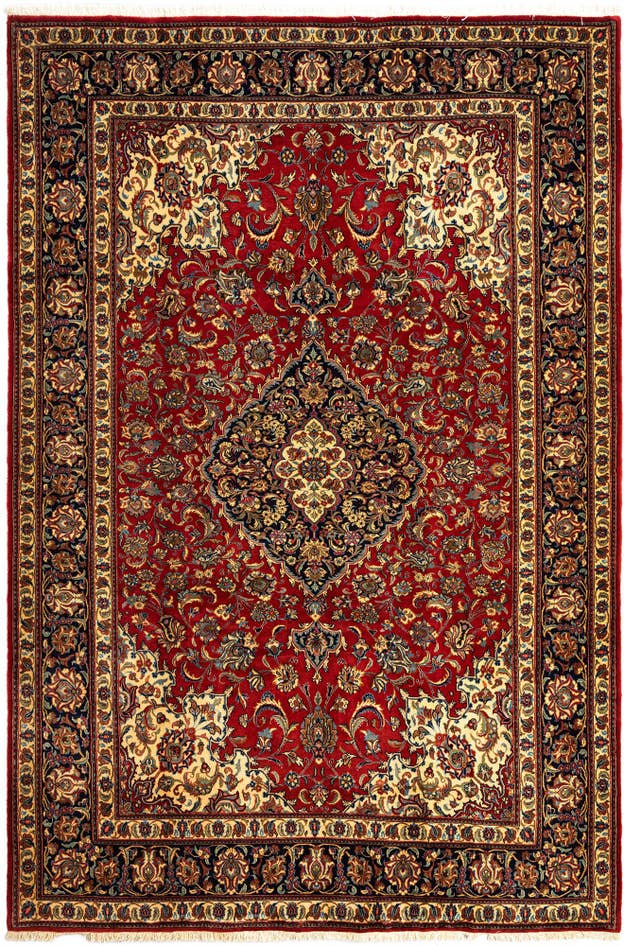 Detail image of 6' 8 x 10' Hand Knotted Qom Persian Rug