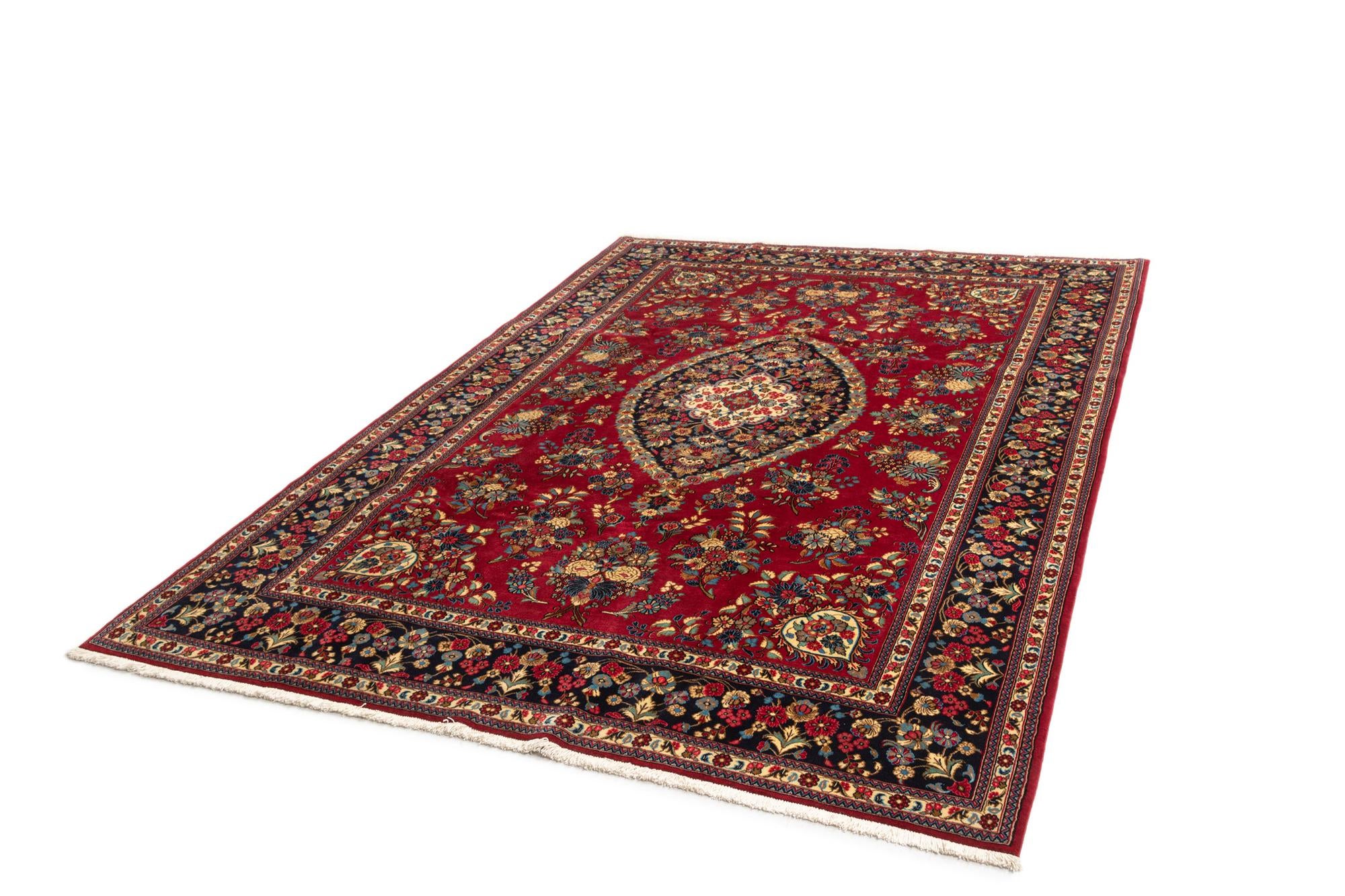 6' 9 x 9' 8 Hand Knotted Qom Persian Rug