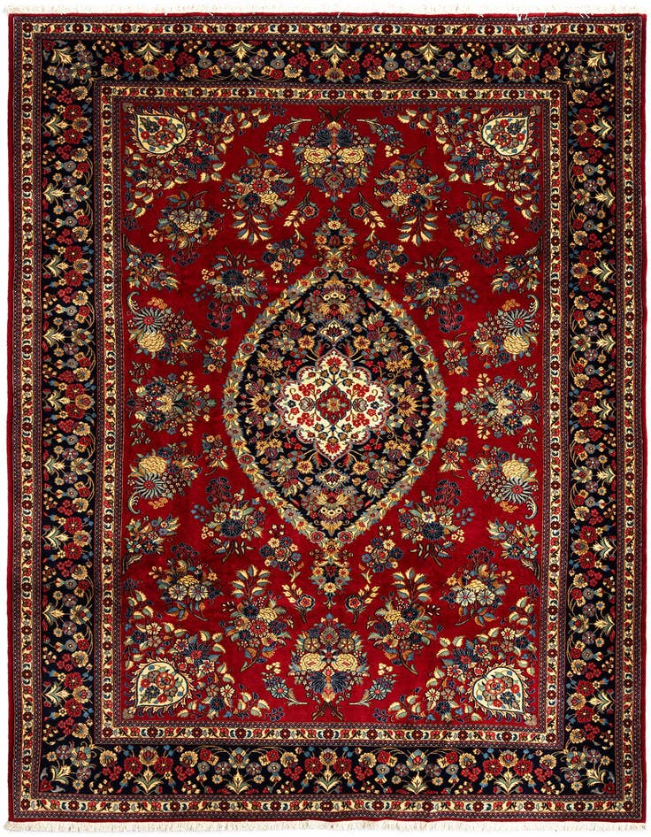 Detail image of 6' 9 x 9' 8 Hand Knotted Qom Persian Rug